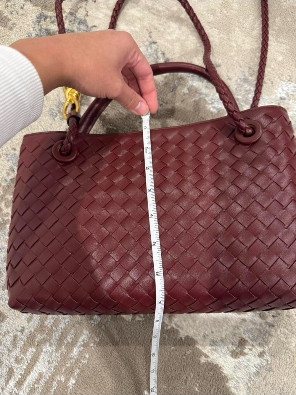 Woven Leather Shoulder Bag in Burgundy Brandnew - Picture 5 of 7